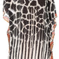 Sakkas Amaya Loose Fit Long Printed Strappy Cutout Shoulder Boat Neck Kaftan Dress
