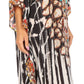 Sakkas Amaya Loose Fit Long Printed Strappy Cutout Shoulder Boat Neck Kaftan Dress