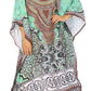 Sakkas Amaya Loose Fit Long Printed Strappy Cutout Shoulder Boat Neck Kaftan Dress