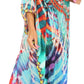 Sakkas Amaya Loose Fit Long Printed Strappy Cutout Shoulder Boat Neck Kaftan Dress