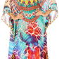 Sakkas Amaya Loose Fit Long Printed Strappy Cutout Shoulder Boat Neck Kaftan Dress