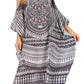 Sakkas Amaya Loose Fit Long Printed Strappy Cutout Shoulder Boat Neck Kaftan Dress