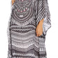 Sakkas Amaya Loose Fit Long Printed Strappy Cutout Shoulder Boat Neck Kaftan Dress