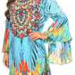 Sakkas Inna Colorful Shift Dress Tunic with Bell Ruffled Sleeves & Rhinestones