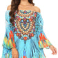 Sakkas Inna Colorful Shift Dress Tunic with Bell Ruffled Sleeves & Rhinestones