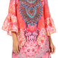 Sakkas Inna Colorful Shift Dress Tunic with Bell Ruffled Sleeves & Rhinestones