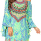 Sakkas Inna Colorful Shift Dress Tunic with Bell Ruffled Sleeves & Rhinestones