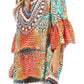 Sakkas Inna Colorful Shift Dress Tunic with Bell Ruffled Sleeves & Rhinestones