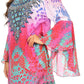 Sakkas Inna Colorful Shift Dress Tunic with Bell Ruffled Sleeves & Rhinestones