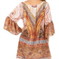 Sakkas Inna Colorful Shift Dress Tunic with Bell Ruffled Sleeves & Rhinestones