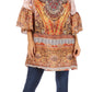 Sakkas Inna Colorful Shift Dress Tunic with Bell Ruffled Sleeves & Rhinestones