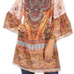 Sakkas Inna Colorful Shift Dress Tunic with Bell Ruffled Sleeves & Rhinestones