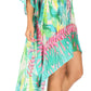 Sakkas Laisson Flowy Hi Low Caftan Rhinestone Boxy V Neck Dress Top Cover / Up