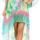 Sakkas Laisson Flowy Hi Low Caftan Rhinestone Boxy V Neck Dress Top Cover / Up