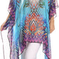Sakkas Zeke Hi Low V-Neck Caftan Dress Printed Top Cover / Up