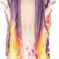 Sakkas Laisson Flowy Hi Low Caftan Rhinestone Boxy V Neck Dress Top Cover / Up
