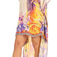 Sakkas Laisson Flowy Hi Low Caftan Rhinestone Boxy V Neck Dress Top Cover / Up