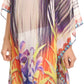 Sakkas Mimi Short Caftan Semi Sheer Moroccan Printed Pattern Dress / Cover Up