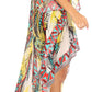 Sakkas Laisson Flowy Hi Low Caftan Rhinestone Boxy V Neck Dress Top Cover / Up