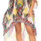 Sakkas Laisson Flowy Hi Low Caftan Rhinestone Boxy V Neck Dress Top Cover / Up