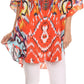 Sakkas Tallulah Wide Circle Blouse V Neck Top With Tassle Ties And Rhinestones