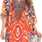 Sakkas Tallulah Wide Circle Blouse V Neck Top With Tassle Ties And Rhinestones