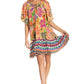 Sakkas Eliza Women's Cocktail Short Sleeve Floral Print Boho Dress Summer Casual