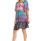 Sakkas Eliza Women's Cocktail Short Sleeve Floral Print Boho Dress Summer Casual