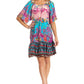 Sakkas Eliza Women's Cocktail Short Sleeve Floral Print Boho Dress Summer Casual