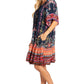 Sakkas Eliza Women's Cocktail Short Sleeve Floral Print Boho Dress Summer Casual