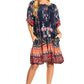 Sakkas Eliza Women's Cocktail Short Sleeve Floral Print Boho Dress Summer Casual
