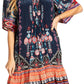 Sakkas Eliza Women's Cocktail Short Sleeve Floral Print Boho Dress Summer Casual