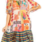 Sakkas Eliza Women's Cocktail Short Sleeve Floral Print Boho Dress Summer Casual