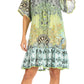 Sakkas Eliza Women's Cocktail Short Sleeve Floral Print Boho Dress Summer Casual