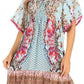 Sakkas Eliza Women's Cocktail Short Sleeve Floral Print Boho Dress Summer Casual