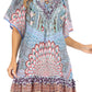 Sakkas Eliza Women's Cocktail Short Sleeve Floral Print Boho Dress Summer Casual