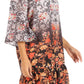 Sakkas Dona Women's Casual Swing 3/4 Sleeve Floral Print Boho Cocktail Midi Dress