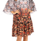 Sakkas Dona Women's Casual Swing 3/4 Sleeve Floral Print Boho Cocktail Midi Dress