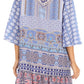 Sakkas Dona Women's Casual Swing 3/4 Sleeve Floral Print Boho Cocktail Midi Dress