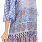 Sakkas Dona Women's Casual Swing 3/4 Sleeve Floral Print Boho Cocktail Midi Dress