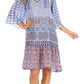 Sakkas Dona Women's Casual Swing 3/4 Sleeve Floral Print Boho Cocktail Midi Dress