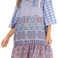 Sakkas Dona Women's Casual Swing 3/4 Sleeve Floral Print Boho Cocktail Midi Dress
