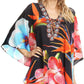 Sakkas Tallulah Wide Circle Blouse V Neck Top With Tassle Ties And Rhinestones
