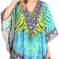 Sakkas Tallulah Wide Circle Blouse V Neck Top With Tassle Ties And Rhinestones