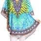 Sakkas Tallulah Wide Circle Blouse V Neck Top With Tassle Ties And Rhinestones