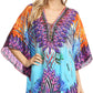 Sakkas Tallulah Wide Circle Blouse V Neck Top With Tassle Ties And Rhinestones