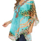 Sakkas Tallulah Wide Circle Blouse V Neck Top With Tassle Ties And Rhinestones