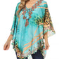 Sakkas Tallulah Wide Circle Blouse V Neck Top With Tassle Ties And Rhinestones
