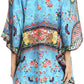 Sakkas Tallulah Wide Circle Blouse V Neck Top With Tassle Ties And Rhinestones
