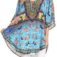 Sakkas Tallulah Wide Circle Blouse V Neck Top With Tassle Ties And Rhinestones